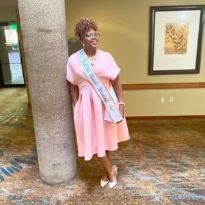 Pink Midi A-line Neoprene Dress